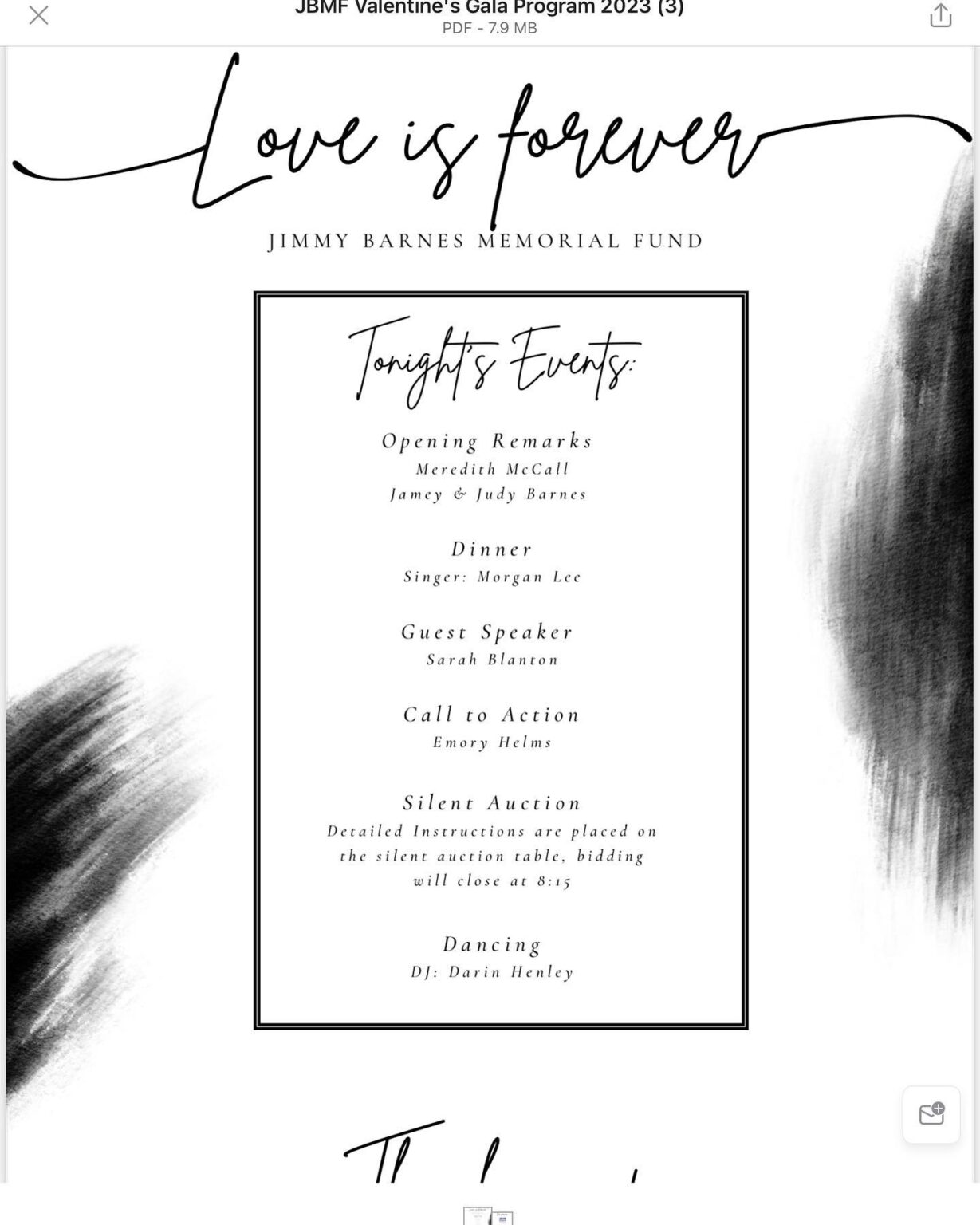 A black and white menu with the words love is forever.
